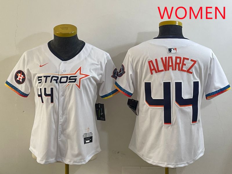 Women Houston Astros 44 Alvarez White Fourth generation Joint Name 2025 Nike MLB Jersey style 2